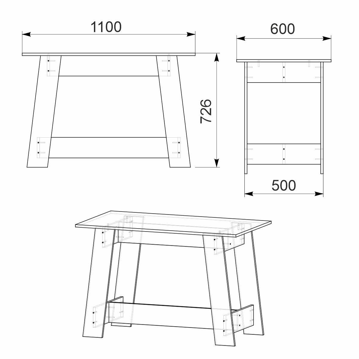 Стіл кухонний Компаніт КС 11 110х60х72,6 см Горіх екко (2686840) - фото 2