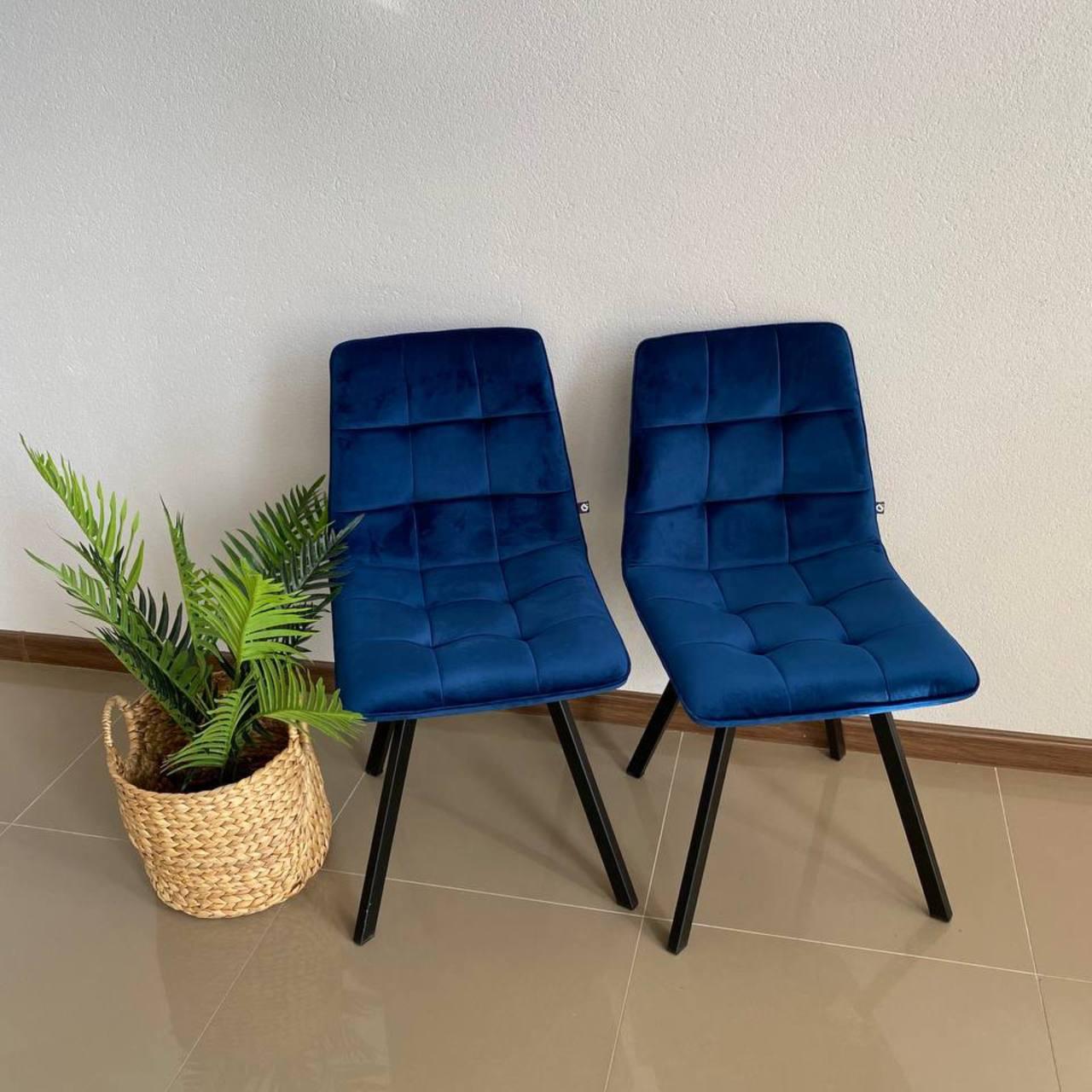 Стул кухонный велюровый Jam EximTextil Жасмин Синий/Черный мат