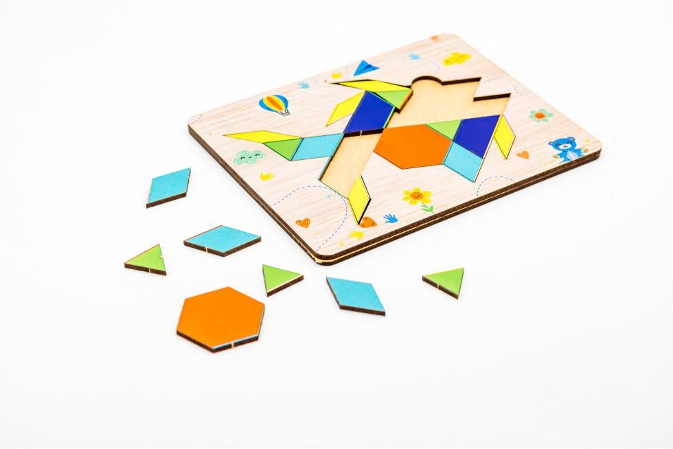 Сортер пазл детский развивающий PuzzleOK Танграм Цветочек 17 деталей