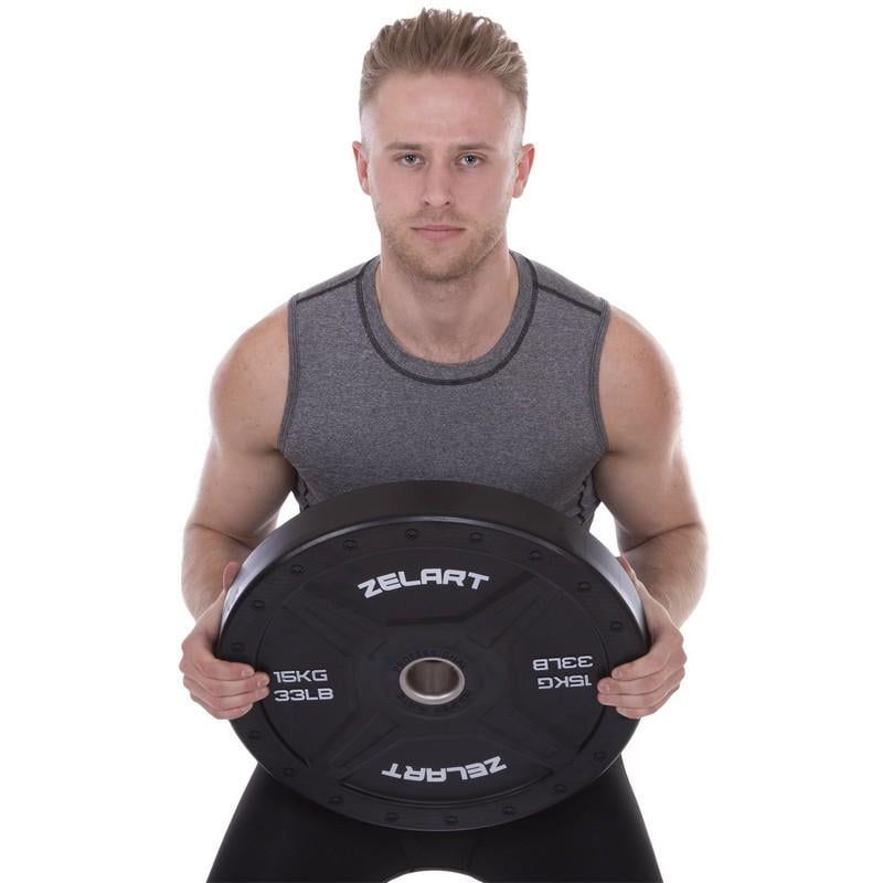 Диски Bumper Plates TA-2258 бамперні для кросфіту 15 кг Чорний (58363160) - фото 5