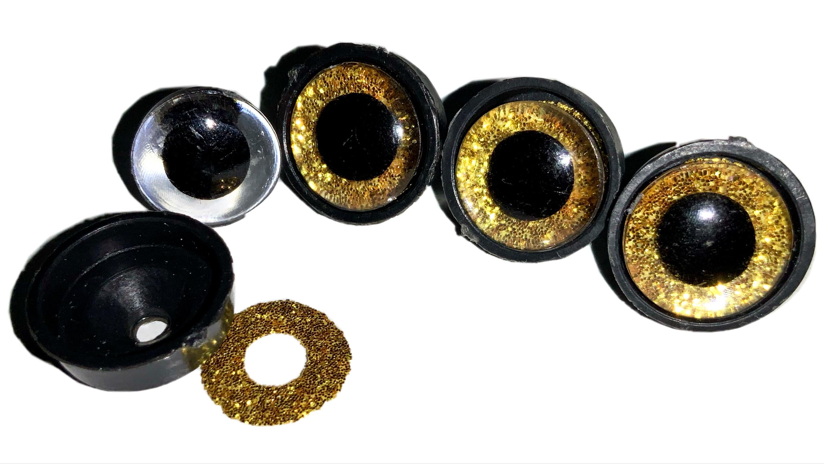 Глазики для игрушек блестящие с креплением 10 шт. 16 мм Желтый