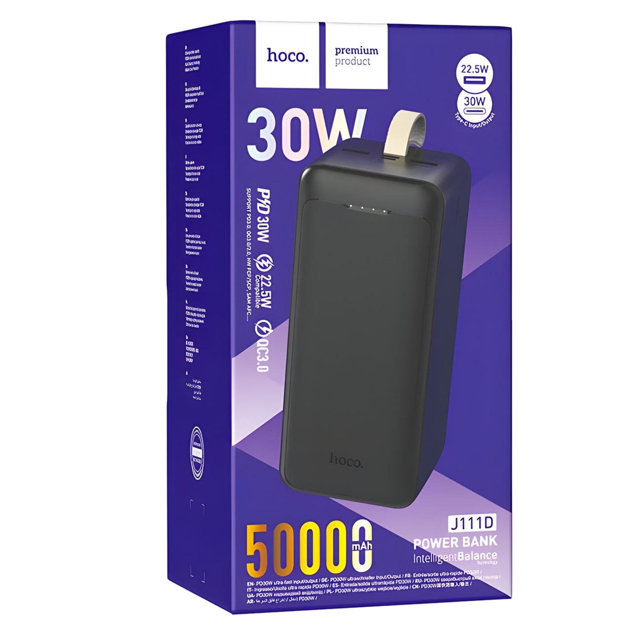 Повербанк Hoco J111D Smart charge 50000 мА PD30W/QC3.0 Черный (30631532) - фото 2 Повербанк Hoco J111D Smart charge 50000 мА PD30W/QC3.0 Черный (30631532) - фото 2