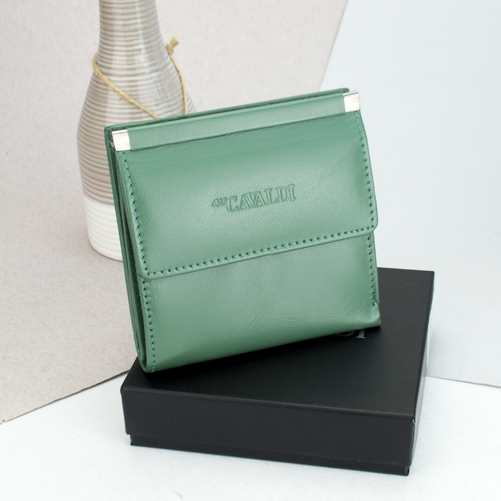 Женский кожаный кошелек Cavaldi RD-16 GCL turquoise маленький Зеленый