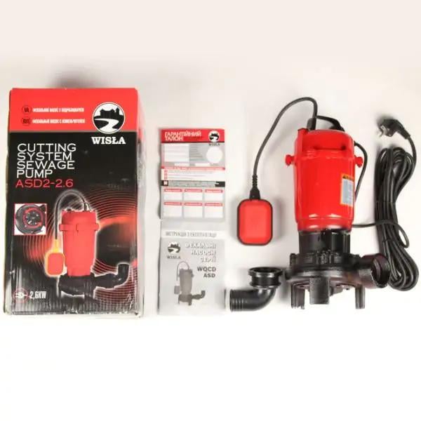 Насос дренажно-фекальный Wisla ASD 2 2,6 kW А нож плюс измельчитель с поплавком шланг 30 м (30381410) - фото 2