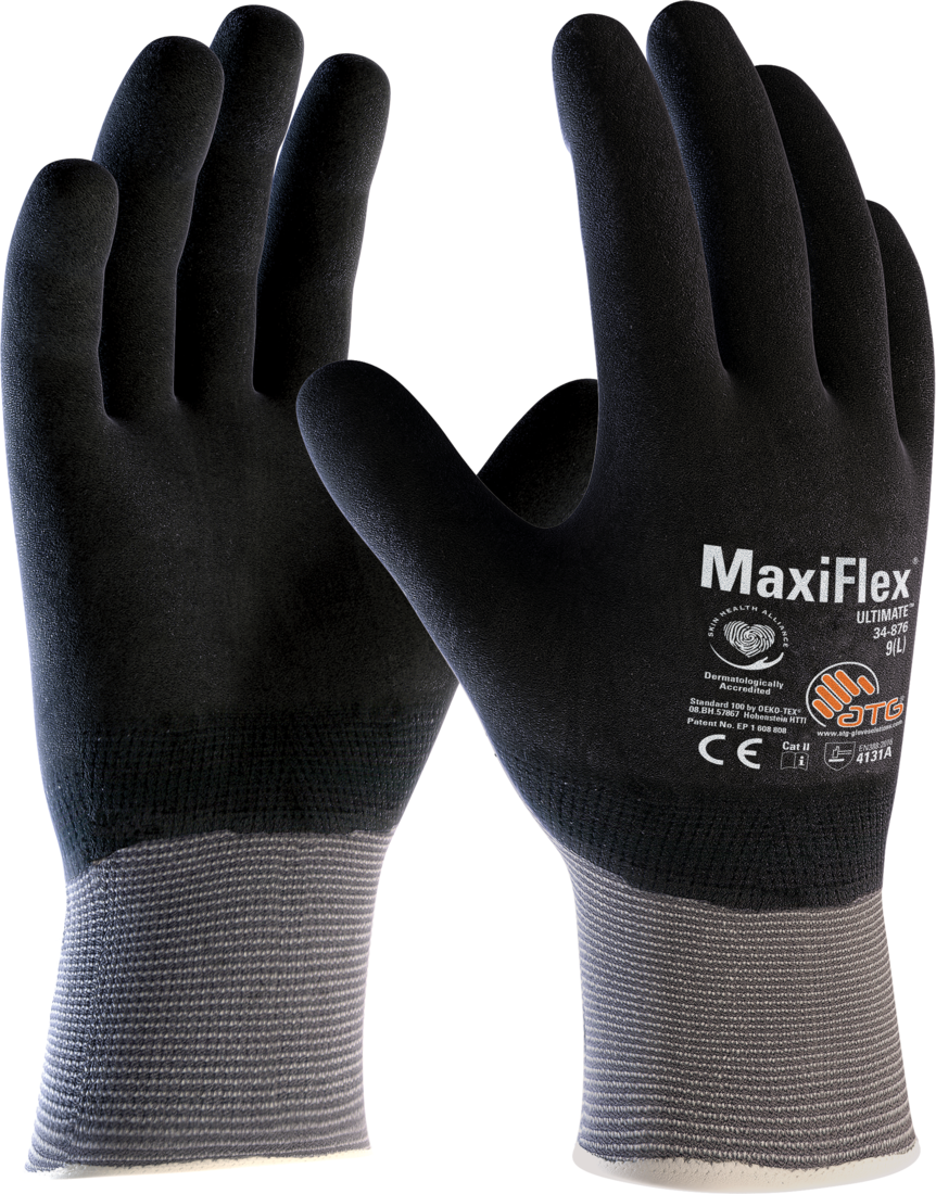 Рукавички захисні ATG Gloves MaxiFlex Ultimate високотехнологічні р. 8 M Чорно-сірий (34-876)