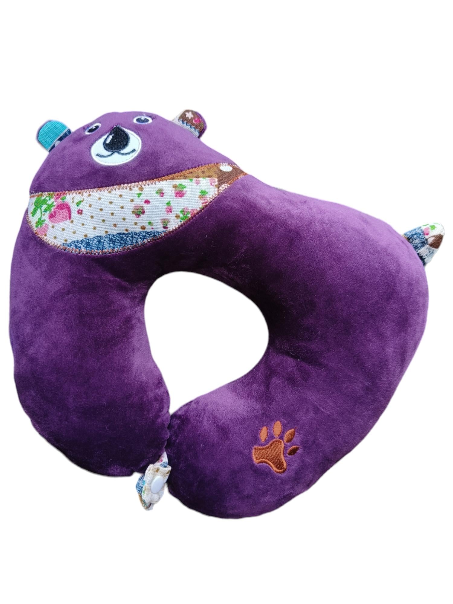 Подушка под шею дорожная Мишка 29х26 см Фиолетовый (1853)