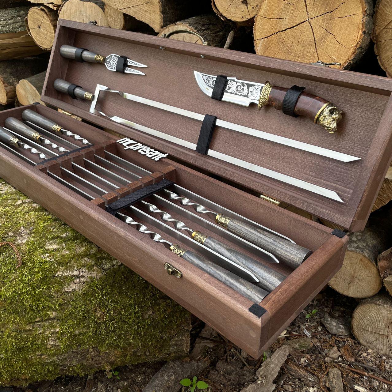 Набір шампурів Lux-Premium №10 ручної роботи (19217427) - фото 6 Набір шампурів Lux-Premium №10 ручної роботи (19217427) - фото 6