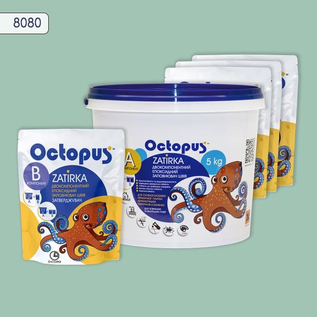 Фуга двухкомпонентная эпоксидная для плитки и мозаики Octopus 5 кг 8080 (8080-5)