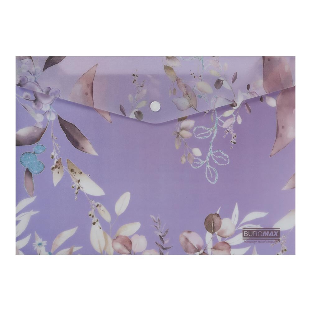 Папка-конверт Buromax Lilac Arabeski на кнопке A4 полипропилен Сливовой (BM.3943-48)