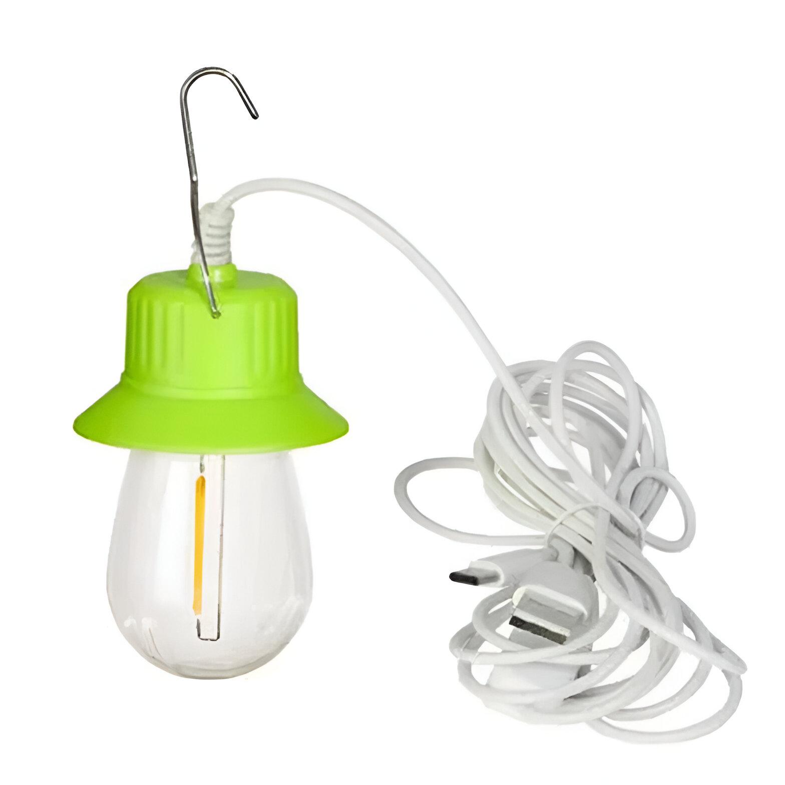 Лампа туристическая V07-COB 3W с LED подсветкой Type-C 3 м Зеленый (623519)