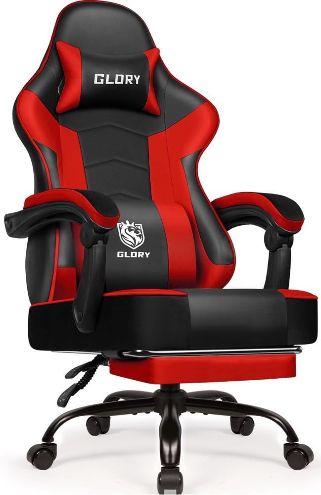Крісло геймерське Bonro Glory DC-203 з висувною підставкою для ніг до 300 кг Червоний (147-76-42412130) Крісло геймерське Bonro Glory DC-203 з висувною підставкою для ніг до 300 кг Червоний (147-76-42412130)