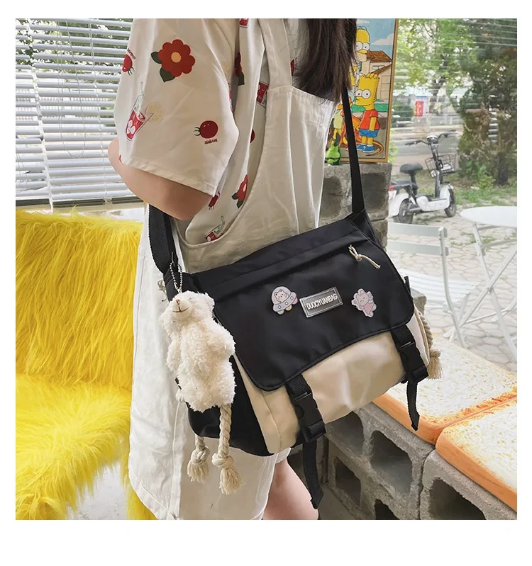 Сумка школьная для университета/школы с карманами в японском стиле Черно-белый (А527) - фото 2 Сумка школьная для университета/школы с карманами в японском стиле Черно-белый (А527) - фото 2