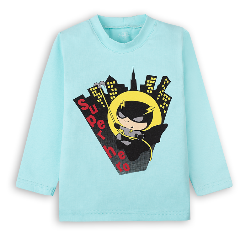 Футболка детская хлопковая с длинным рукавом для мальчика Gabbi FT-20-1-5 104 см Ментоловый (12506)
