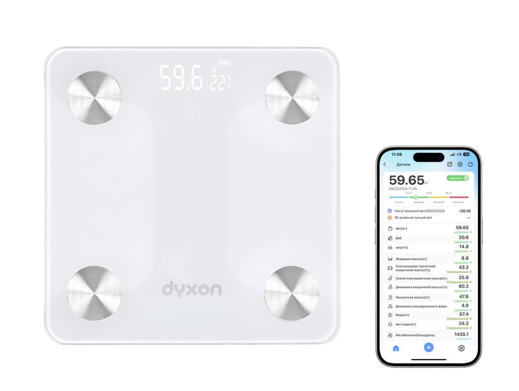 Смарт-ваги DYXON MEGASCALES 200 із вбудованим акумулятором White - фото 5 Смарт-ваги DYXON MEGASCALES 200 із вбудованим акумулятором White - фото 5