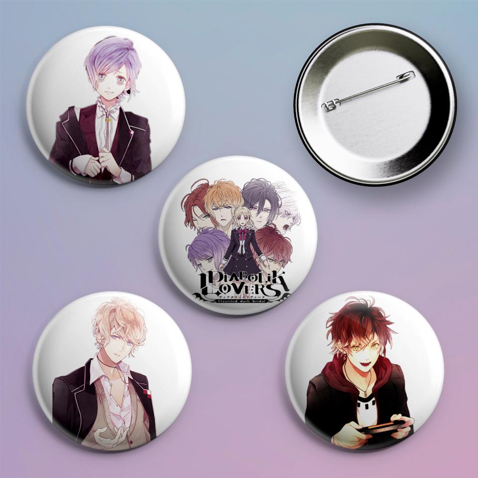 Значки на рюкзак с принтом аниме Diabolik Lovers 4 шт.