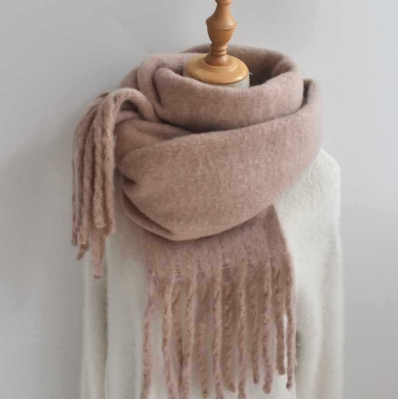 Шарф великий пухнастий під кашемір 40х220 см Капучино (51-284-1015-К)
