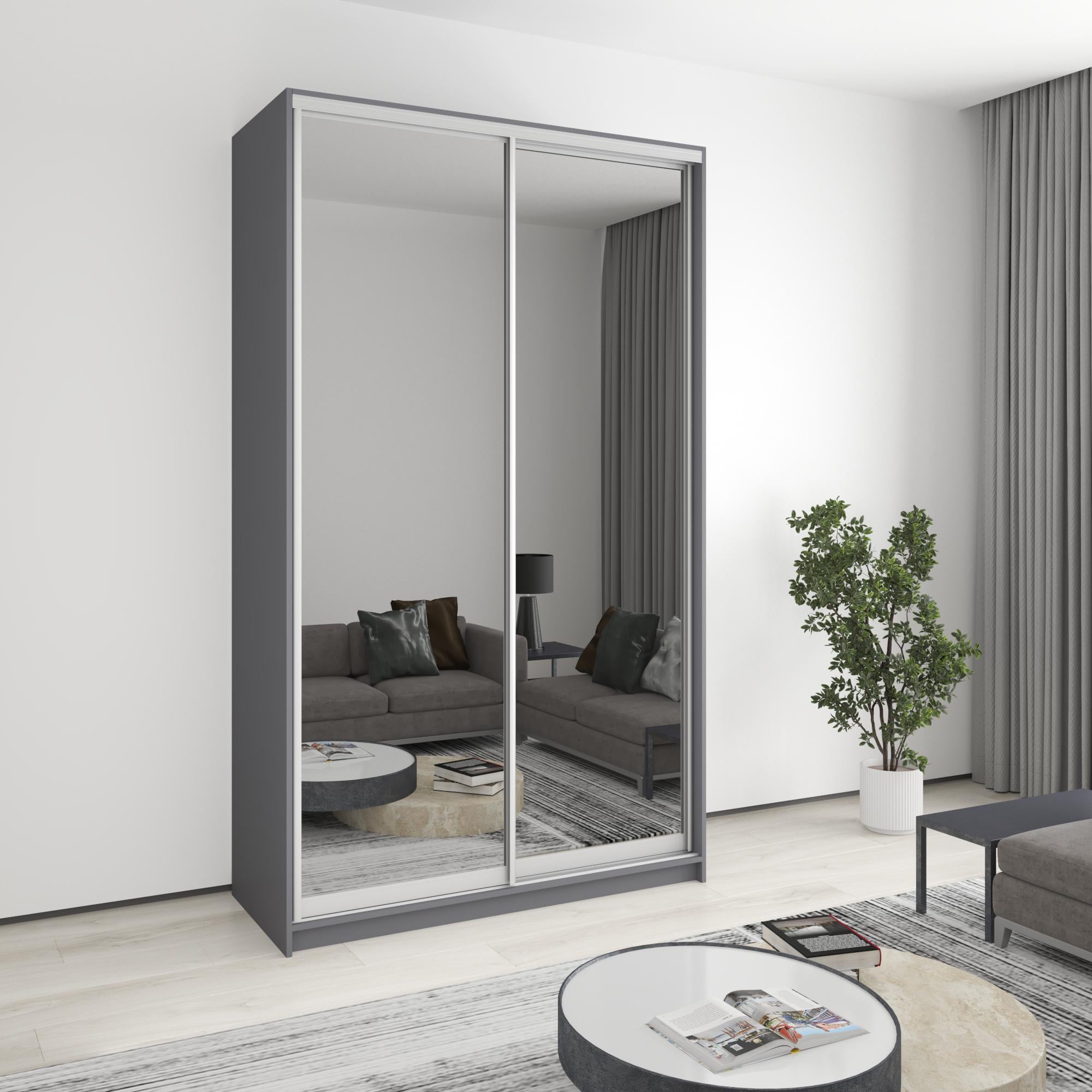 Шкаф-купе двухдверный MebelStar стандарт AL 2 зеркала 140x45x240 см Антрацит (MBS-3802)