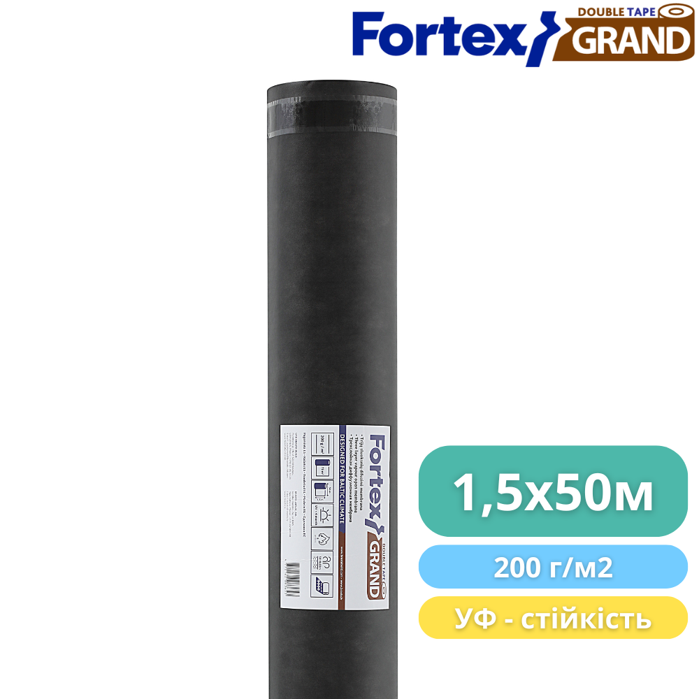 Мембрана дифузійна Fortex Grand 2 Tape 1,5x50 м 75 м2 200 г/м2 Червоний/Чорний (391097) - фото 7 Мембрана дифузійна Fortex Grand 2 Tape 1,5x50 м 75 м2 200 г/м2 Червоний/Чорний (391097) - фото 7