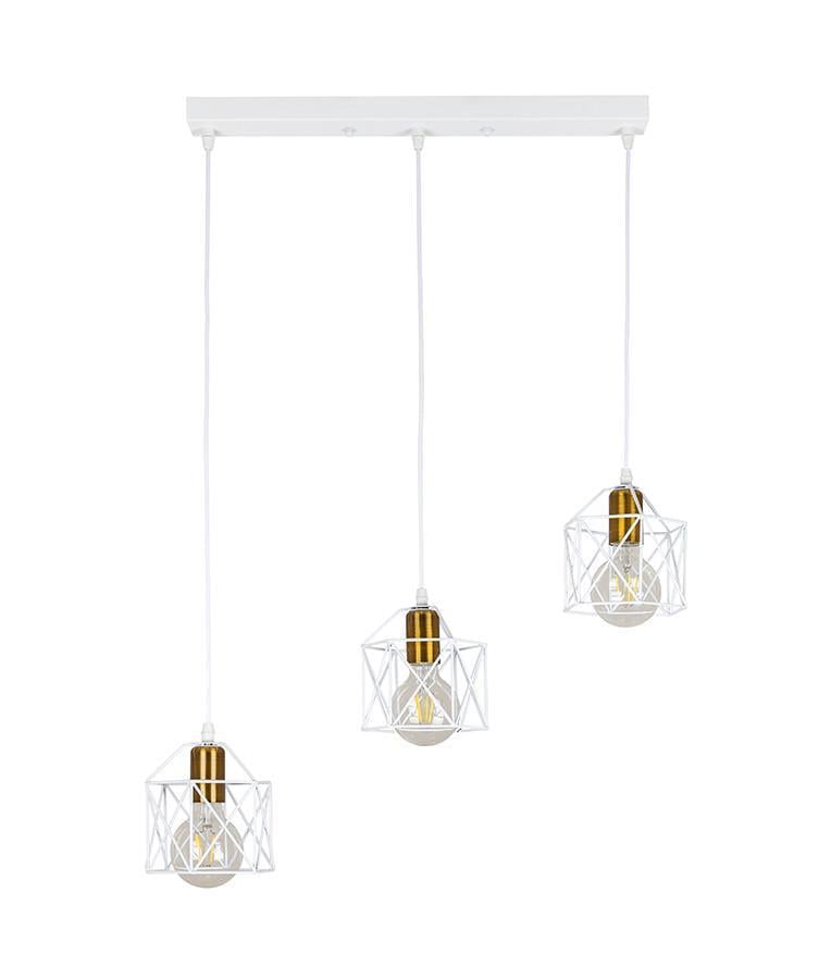 Подвесной светильник линейный Levistella 756PR101F-3 500 Лофт с тремя металлическими плафонами Белый (1904028917)