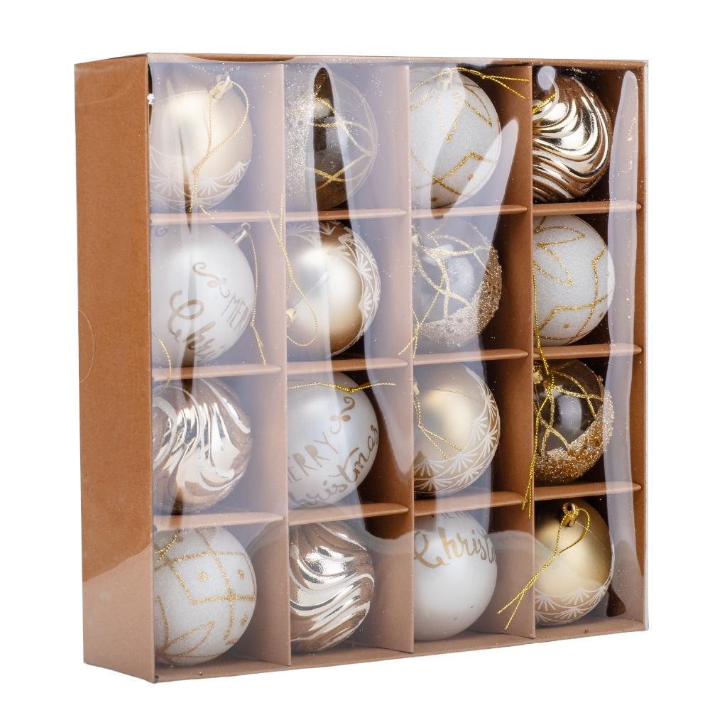 Набір ялинкових кульок Золоті візерунки 16 шт. (9125-025) - фото 2 Набір ялинкових кульок Золоті візерунки 16 шт. (9125-025) - фото 2