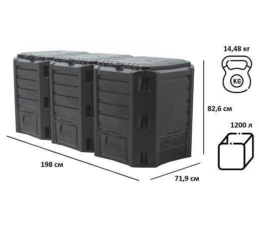 Компостер садовий трьохсекційний Prosperplast MODULE COMPOGREEN 1200 л (IKLM1200C) - фото 2 Компостер садовий трьохсекційний Prosperplast MODULE COMPOGREEN 1200 л (IKLM1200C) - фото 2