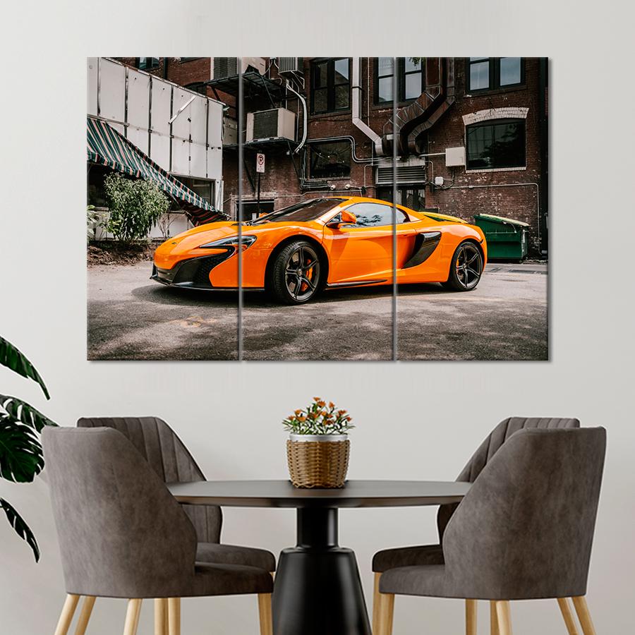 Картина Автомобиль Суперкар McLaren 650S в оранжевом цвете 78x48 см (A1185-3)