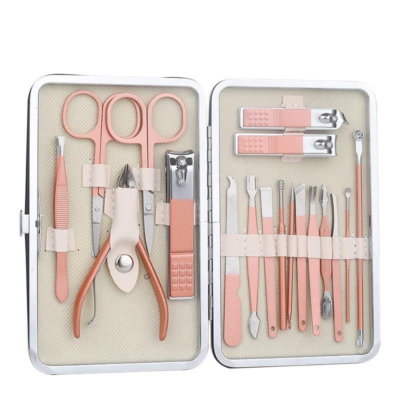 Набір професійний манікюрний педикюрний 18 предметів зі сталі/футляр