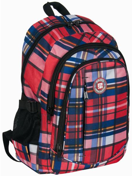 Рюкзак молодежный Paso 16-1827B 25 л в клетку Красный