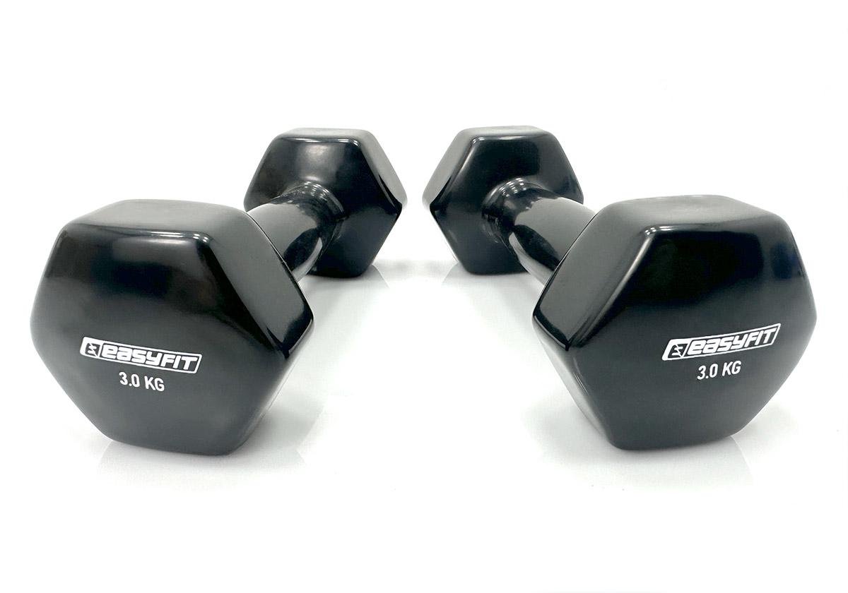 Гантелі для фітнесу EasyFit із вініловим покриттям 3 кг Чорний (EF-30-V)