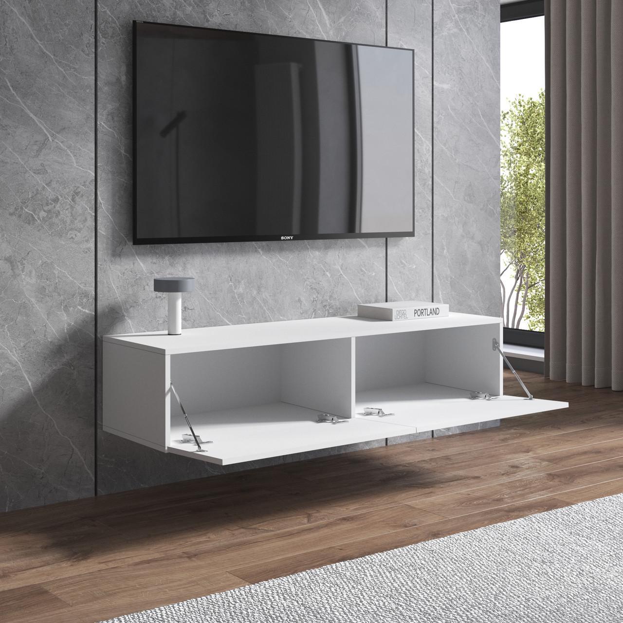 Тумба навесная под телевизор VAYS 139х41,8х30 см Белый (30651585)