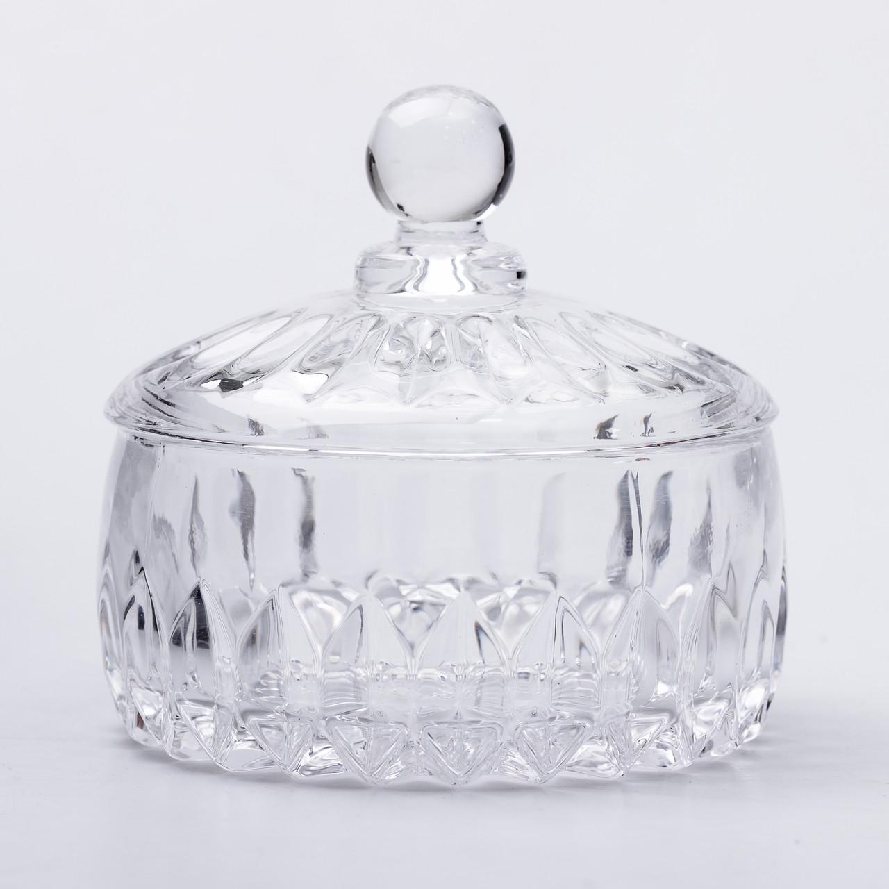 Цукерниця з кришкою HP-4-124 кругла скляна 13 см Прозорий (6983) - фото 3 Цукерниця з кришкою HP-4-124 кругла скляна 13 см Прозорий (6983) - фото 3