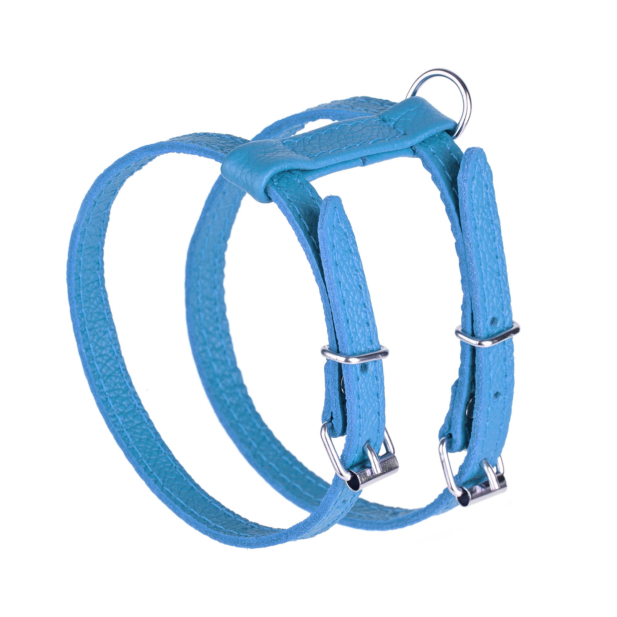 Шлея KARELINE из натуральной кожи 12 мм А-230-300 мм В-270-340 мм Голубой (8420/17)