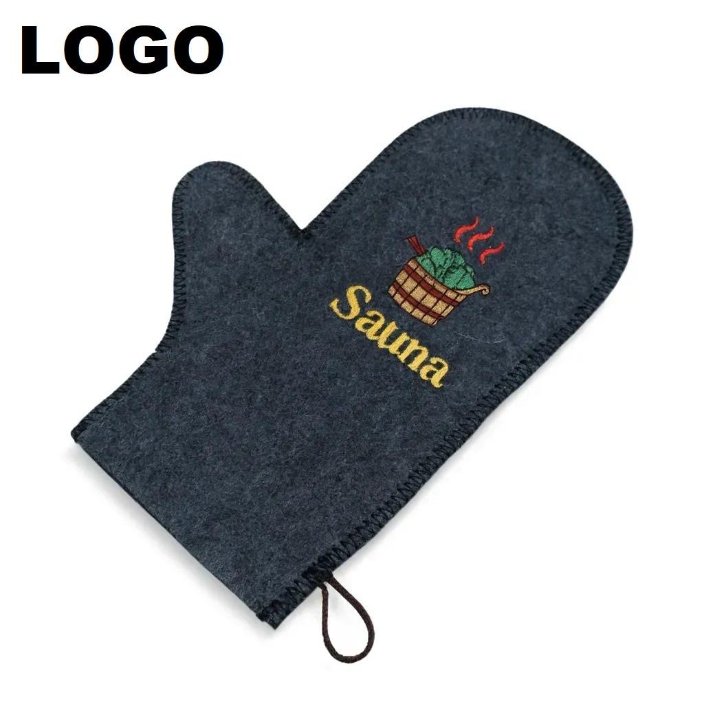 Рукавичка для лазні фетрова з вишивкою логотипа (LF-978) - фото 2