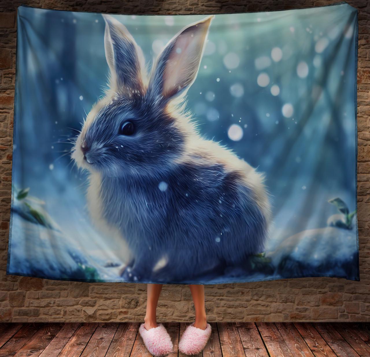 Плед із 3D принтом 02 Кролик у зимовому казковому лісі 150х200 см (epi_1814)