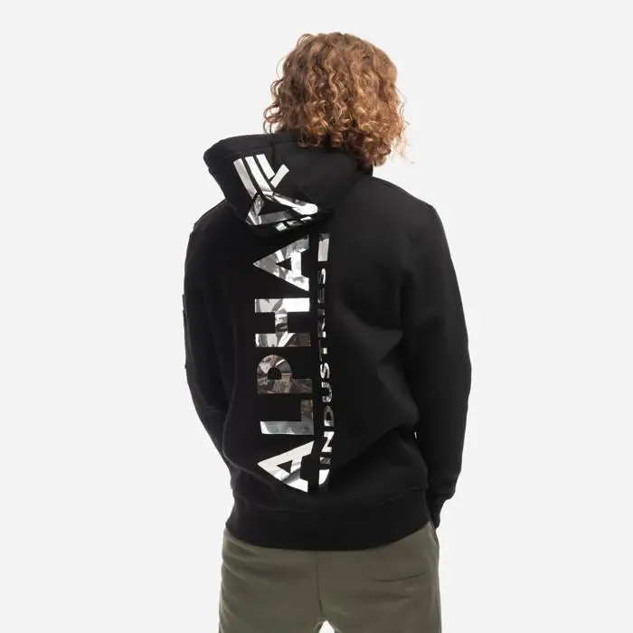 Худи Alpha Industries Back Print Hoody Foll Print M Black/Chrome (178318FP/373) - фото 3