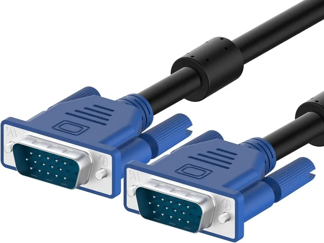 Кабель VGA Gresso V4002 П-П 2 фериту 5м чорно-блакитний