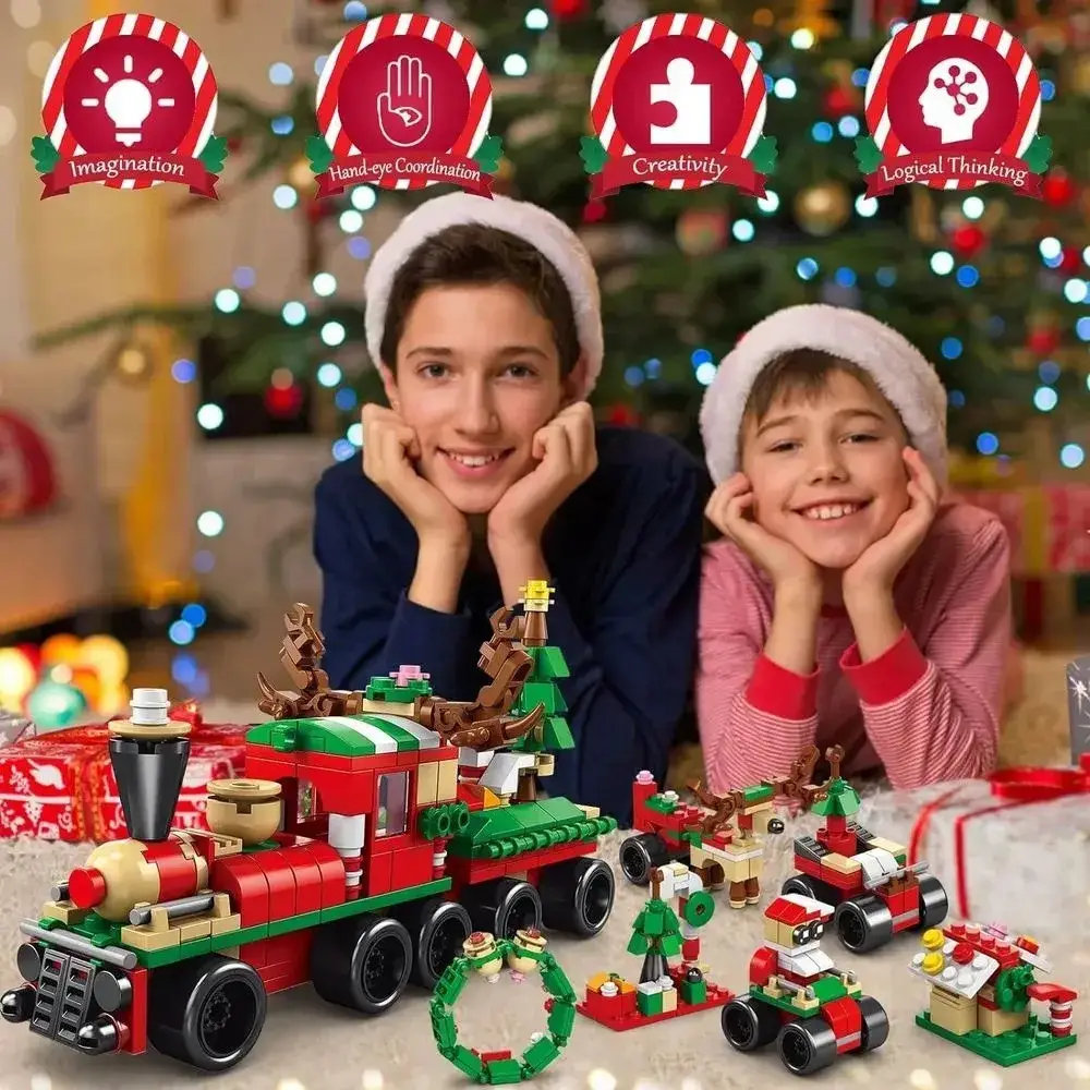 Детский игровой конструктор Новогодний Поезд 270 деталей (30230483) - фото 2 Детский игровой конструктор Новогодний Поезд 270 деталей (30230483) - фото 2