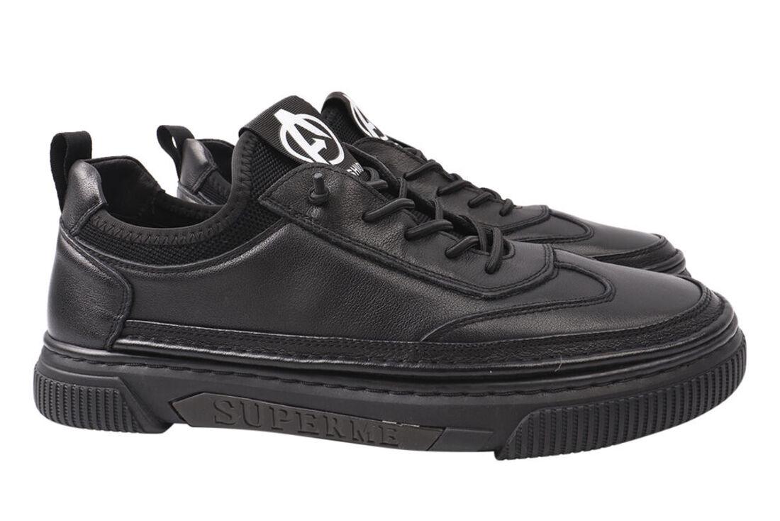 Кеды мужские Li Fexpert из кожи на низком ходу на шнуровке р. 43 Черный (598-21DTC)