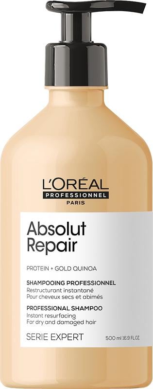 Шампунь для восстановления поврежденных волос L’Oreal Professionnel Paris Absolut Repair Gold с протеинами киноа и золотыми частицами 500 мл (61767) - фото 2