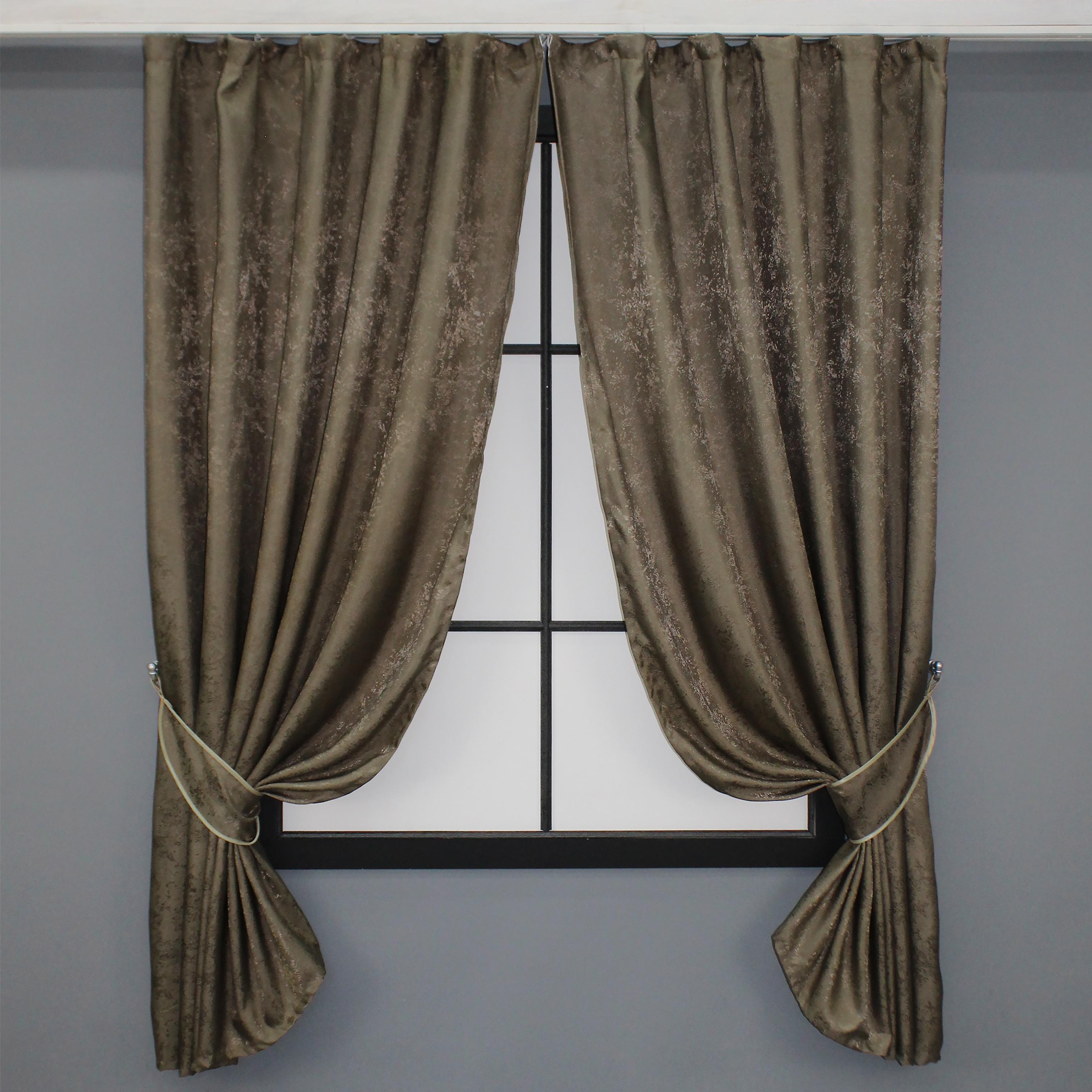 Комплект штор VR-Textil Жаккард Мрамор Al1 № 437ш 130х170 см 2 шт. Темное какао ( 35-0131)