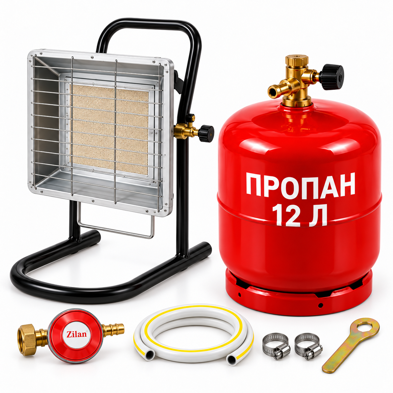 Комплект Nurgaz NG-310P балон 12 л/редуктор Zilan/шланг 1 м/2 хомути та ключ (NEW-11) Комплект Nurgaz NG-310P балон 12 л/редуктор Zilan/шланг 1 м/2 хомути та ключ (NEW-11)