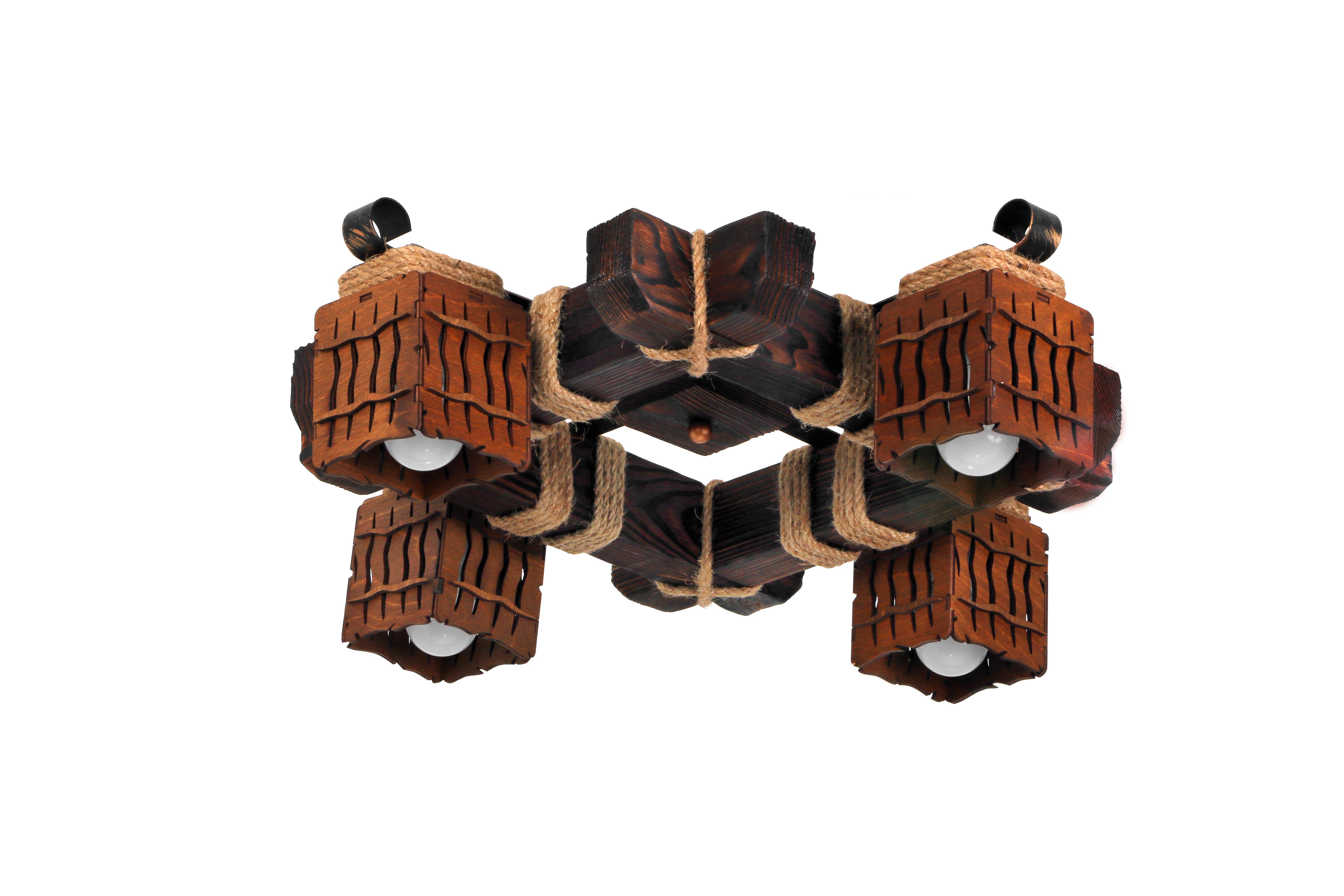 Люстра деревянная Sirius темный обжиг на 4 плафона (S7094/3)