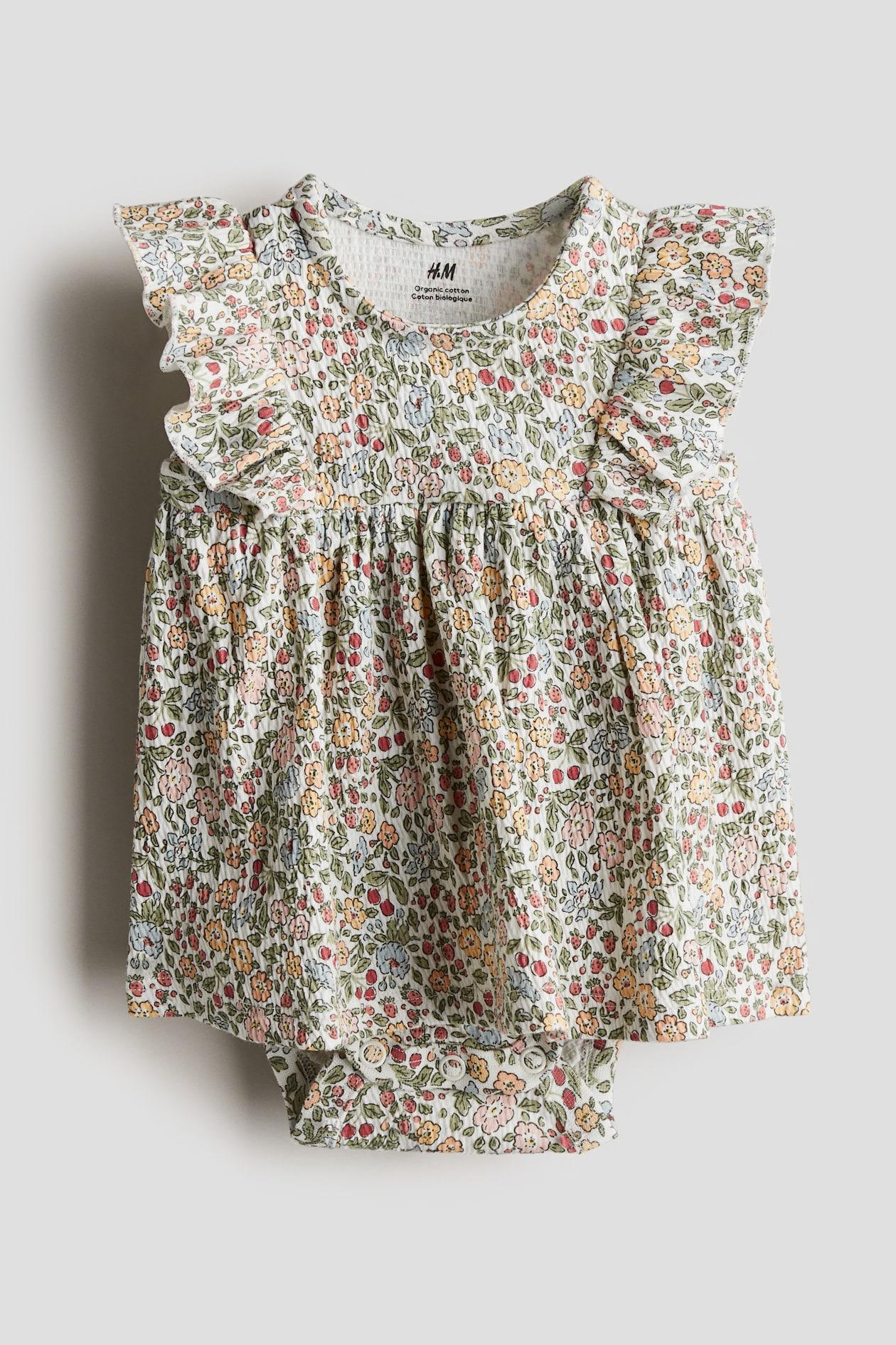 Боді H&M Квіти 56 см Білий (1218179)