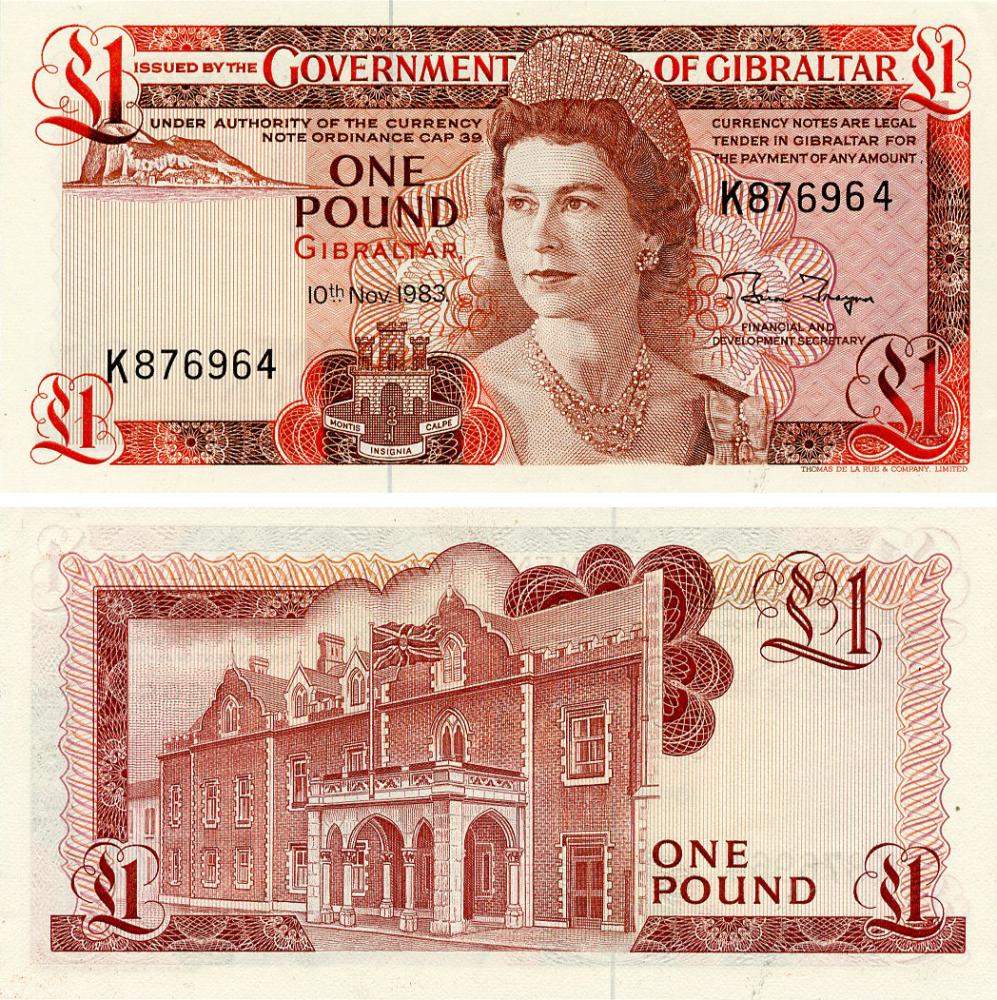 Коллекционная банкнота Гибралтар 1 фунт 1983 года UNC (P20c)