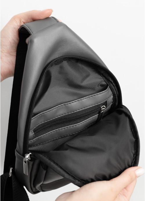 Чоловіча сумка-слінг Sambag через плече з екошкіри Графітовий (1107019629) - фото 5