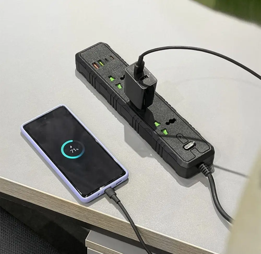 Подовжувач T25-QC 3 розетки/2 USB/2 Type-C захист від перегріву 2 м 3000 Вт Чорний (36879) - фото 6