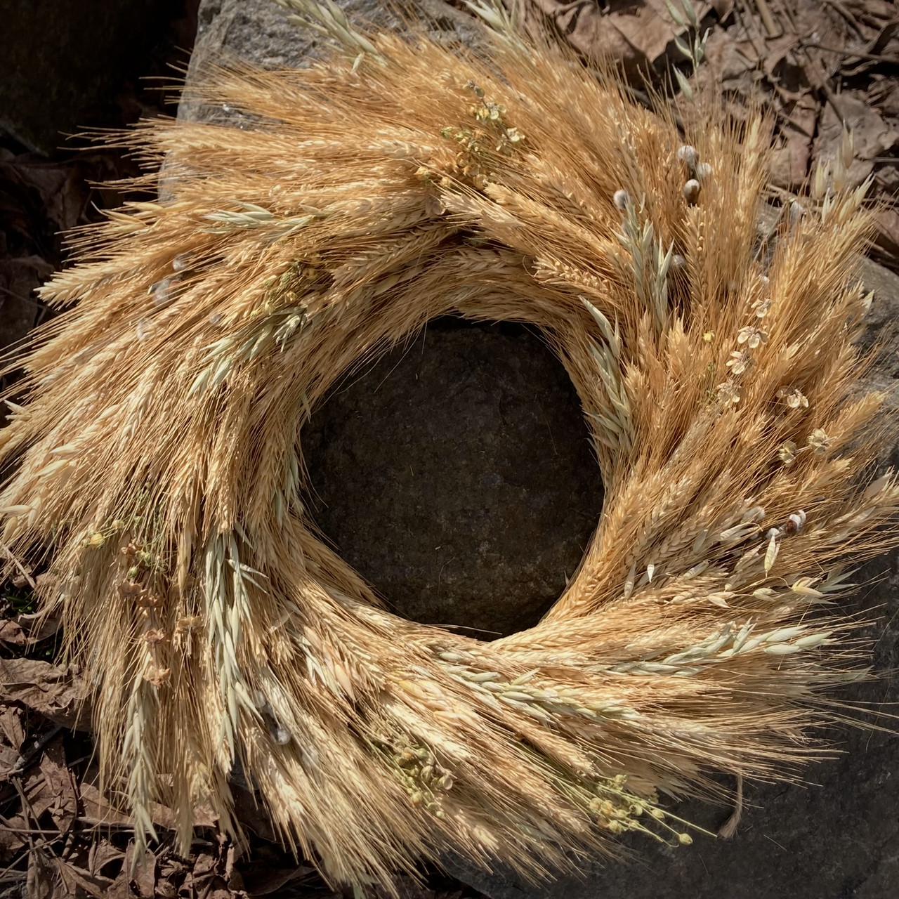 Декоративный настенный интерьерный Веночек из колосков на Рождество 30 см (1860156946)