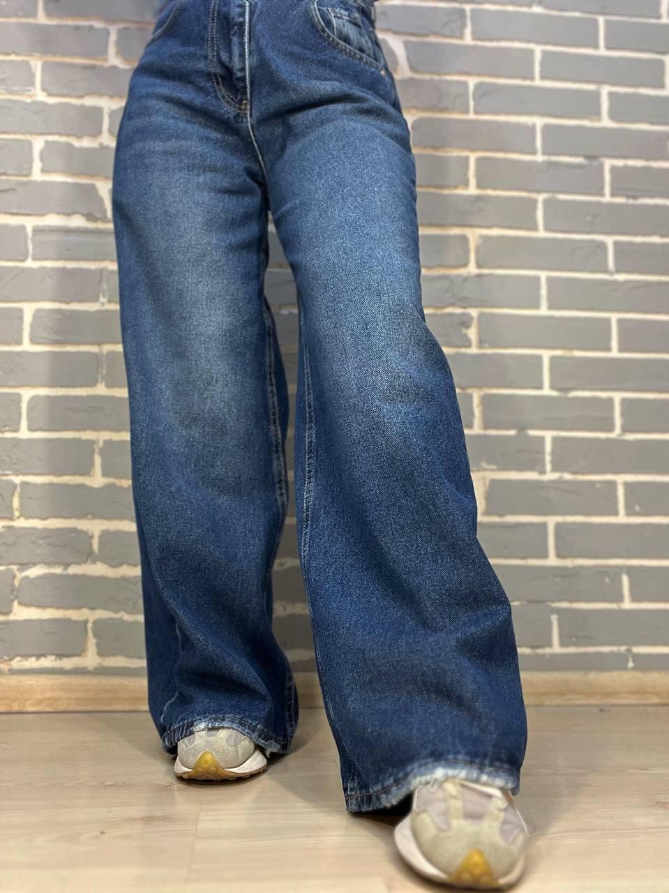 Джинсы женские ITS Basic 4113 палаццо широкие от бедра свободный крой р. 36 Синий (2887) - фото 8