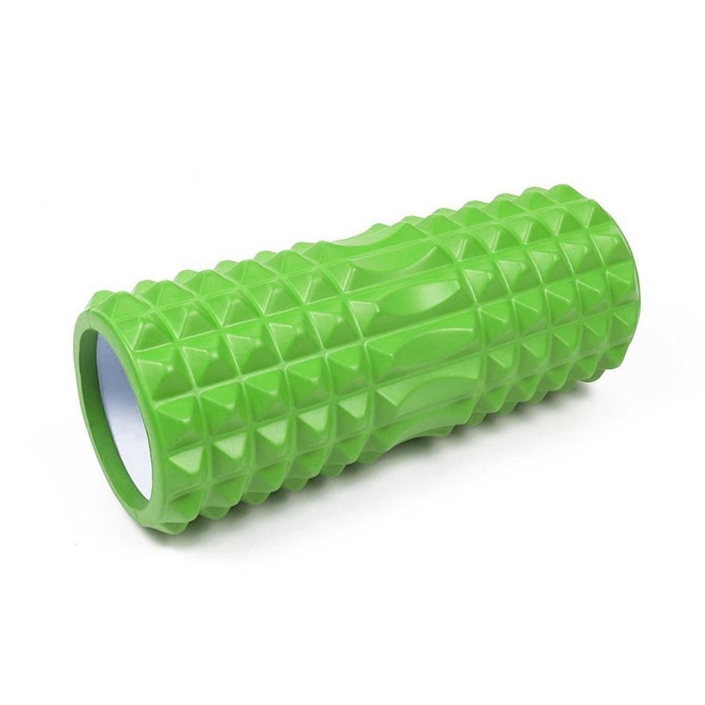 Массажный ролик для спины и тела Foam Roller Grid шипованный МФР 33х13 см Зеленый - фото 1