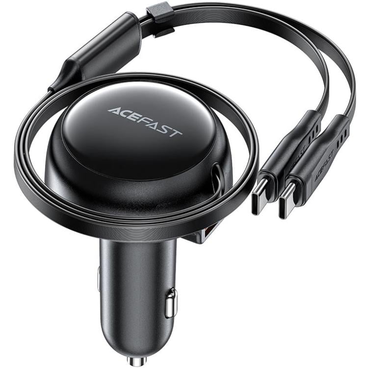 Зарядное устройство автомобильное Acefast B13 53W 2xType-C 1xUSB + Cable Type-C 2в1 Black (6974316280972)